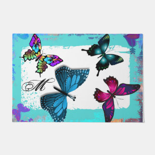 Paillasson Monogramme avec des papillons Aqua Morpho Realm