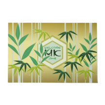 Monogramme Bamboo Green Gold Hexagon Oriental