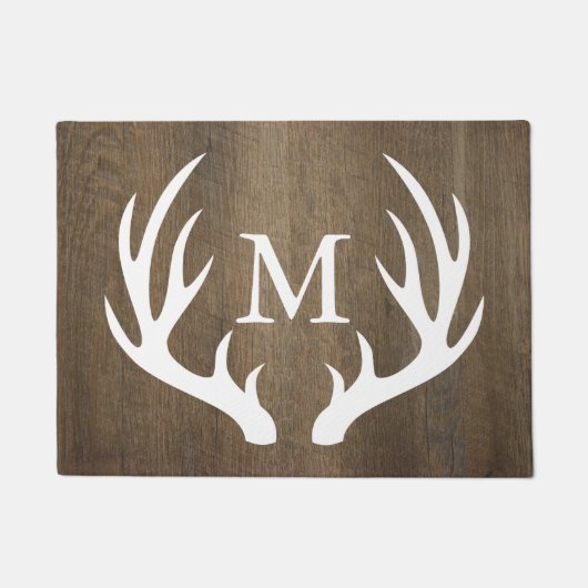 Paillasson Monogramme blanc en bois d'andouillers de cerfs (Devant)