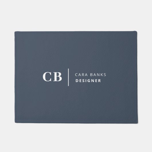 Paillasson Monogramme bleu marine Moderne Minimal Simple (Devant)