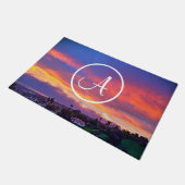 Paillasson Monogramme Bleu orange Coucher de soleil Coucher d (Incliné)