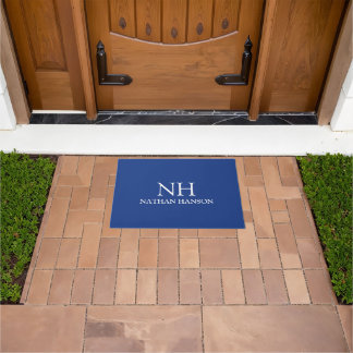 Paillasson Monogramme bleu simple moderne