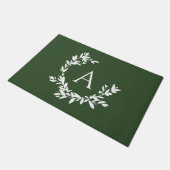 Paillasson Monogramme botanique rustique Première forêt vert  (Incliné)