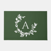 Paillasson Monogramme botanique rustique Première forêt vert  (Devant)