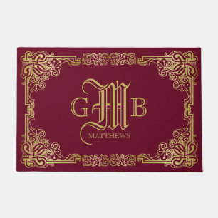 Paillasson Monogramme Bourgogne Mariage classique de cadre d'