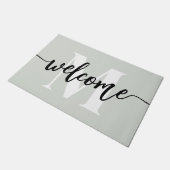 Paillasson Monogramme Bracelet Script Welcome Sage Green (Incliné)