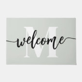 Paillasson Monogramme Bracelet Script Welcome Sage Green (Devant)