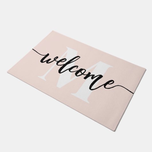Paillasson Monogramme Brasage Script Welcome Blush Rose (Incliné)