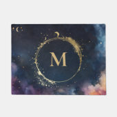 Paillasson Monogramme céleste Blue Gold Galaxy Sky Planètes (Devant)