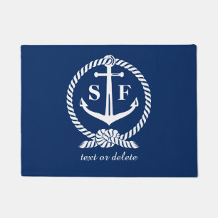 Paillasson Monogramme classique Ancre bleu marine Bateau de p