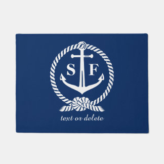 Paillasson Monogramme classique Ancre bleu marine Bateau de p