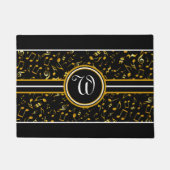 Paillasson Monogramme classique avec musique dorée Notes sur  (Devant)