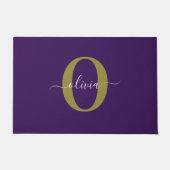 Paillasson Monogramme customisé Nom du script Purple White Go (Devant)