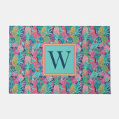 Paillasson Monogramme d'ananas bleu Preppy Rose Turquoise Nav (Devant)