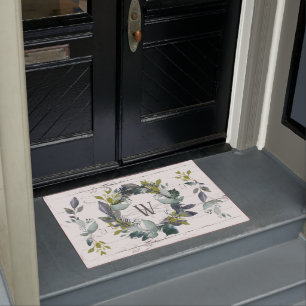 Paillasson Monogramme d'aquarelle de verdure rustique
