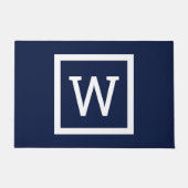 Paillasson Monogramme de bordure bleu marine moderne simple (Devant)