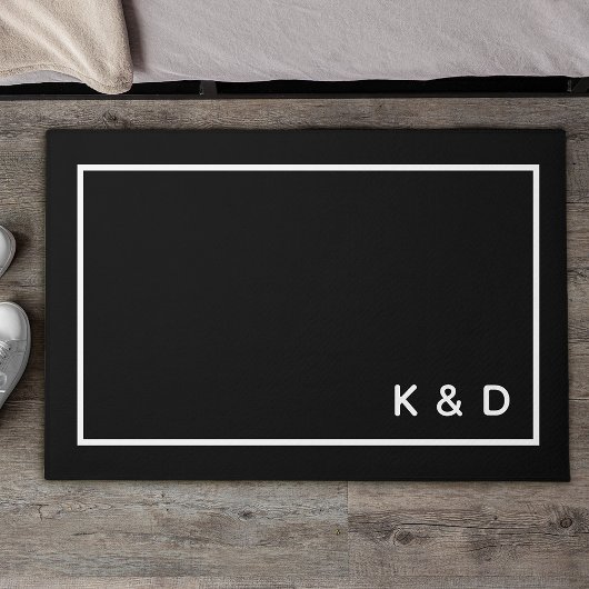 Paillasson Monogramme de couple minimaliste moderne réchauffe
