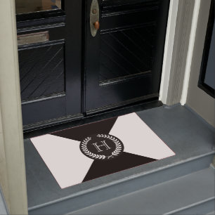 Paillasson Monogramme de couronne de laurier noir