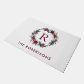 Paillasson Monogramme de couronne florale de vacances personn (Incliné)