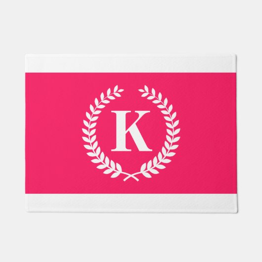 Paillasson Monogramme de couronne rose Laurel (Devant)