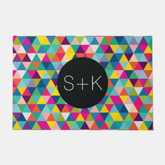 Paillasson Monogramme de coutume de motif de triangle (Devant)