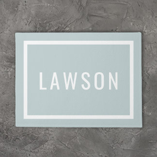 Paillasson Monogramme de famille moderne | Bleu Clair