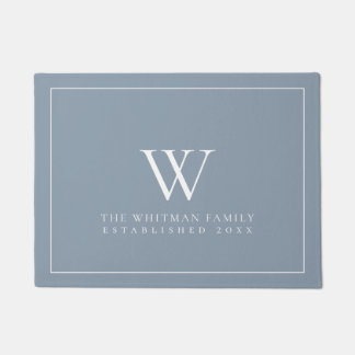 Paillasson Monogramme de famille Moderne Dusty Blue Doormat