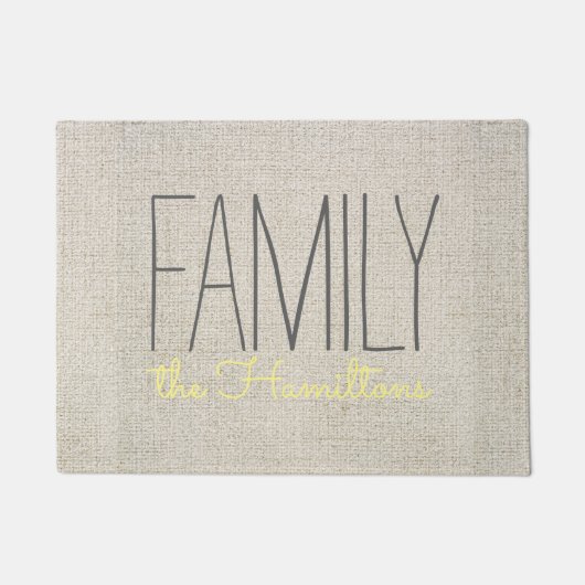 Paillasson Monogramme de famille rustique chic en gris beige (Devant)