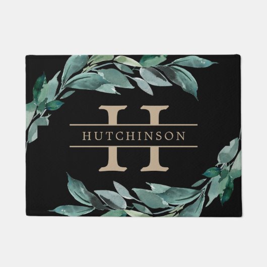 Paillasson Monogramme de feuillage abondant (Devant)