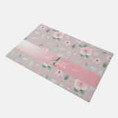 Paillasson Monogramme de fleurs à l'aquarelle chic (Incliné)