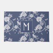 Paillasson Monogramme de fleurs de la Chinoiserie bleue (Devant)