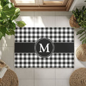 Paillasson Monogramme de la ferme moderne Noir Plaid