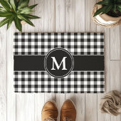 Paillasson Monogramme de la ferme moderne Noir Plaid