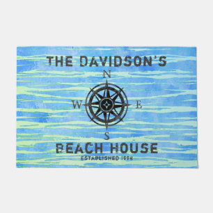 Paillasson Monogramme de la mer Turquoise bleue ombre