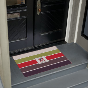 Paillasson Monogramme de la palette de couleurs de Noël Past