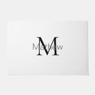 Paillasson monogramme de lettre initiale simple ajoutez votre