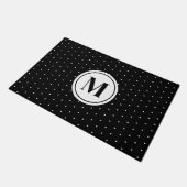 Paillasson Monogramme de Motif de points Polka noir et blanc (Incliné)