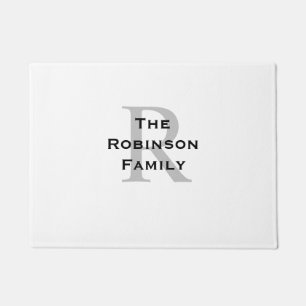 Paillasson Monogramme de nom blanc et noir