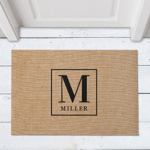 Paillasson Monogramme de nom de famille moderne rustique