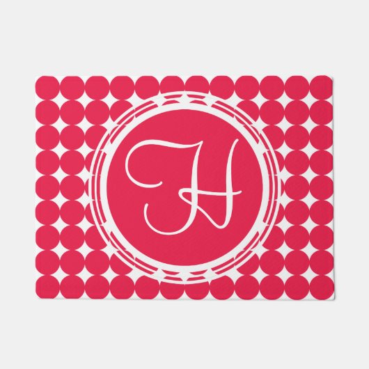 Paillasson Monogramme de point de polka rouge (Devant)