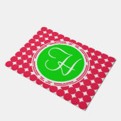 Paillasson Monogramme de point Polka vert et rouge (Incliné)