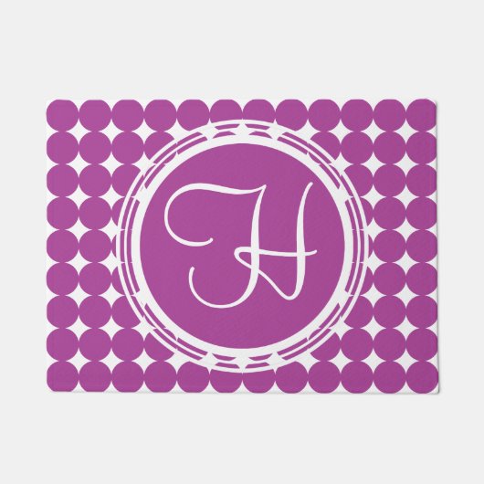 Paillasson Monogramme de point Polka violet (Devant)