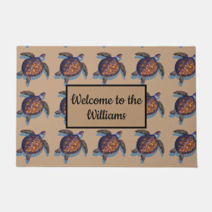 Paillasson monogramme de porte de tortue de mer