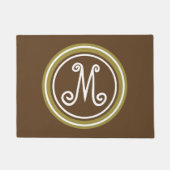 Paillasson Monogramme de vert brun chocolat et olive (Devant)