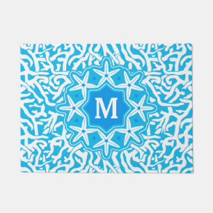 Paillasson Monogramme d'étoiles de mer de récif coralien de