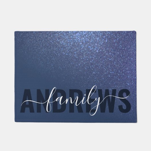 Paillasson Monogramme diagonal de Parties scintillant bleue d (Devant)