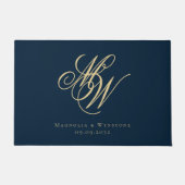 Paillasson Monogramme d'or de la marine Couple (Devant)