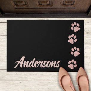 Paillasson Monogramme d'or de l'Rose Empreinte de patte Chat