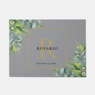 Paillasson Monogramme d'or gris nimbus personnalisé