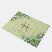 Paillasson Monogramme d'or vert d'olive clair personnalisé (Incliné)